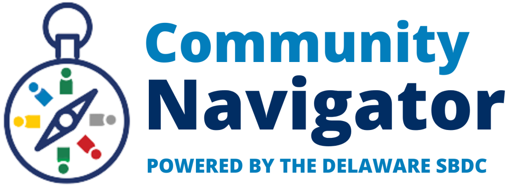 Community Navigator logo with words, "Powered by the Delaware SBDC".