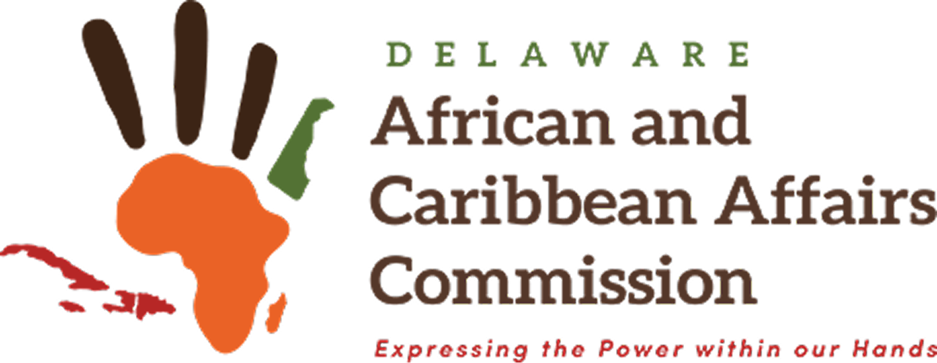 Delaware African and Caribbean Affairs Commission logo with tagline: Expressing the Power within our Hands.