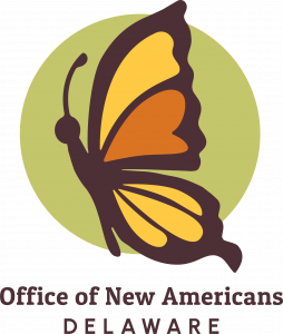 Logo of the Office of New Americans with text that says Office of New Americans Delaware