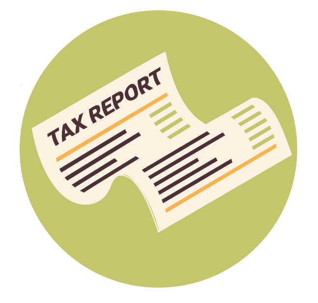 Illustration of a tax report document with text and highlighted lines.